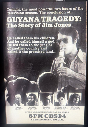 I played Jim Jones wife in Guyana Tragedy