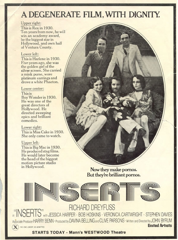 INSERTS Starring Richard Dryfuss, Bob Hoskins, Jessica Harper and Stephen Davies. It was one of my favorite movie experiences.